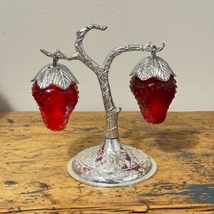 Silver Plastic Strawberry Salt and Pepper Shakers